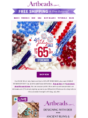 Artbeads - The BIG Sale is Here! Up to 65% Off + Double Rewards Points
