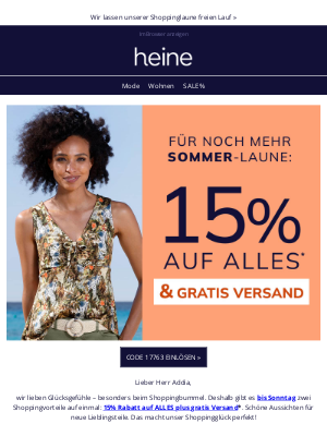 Heine (Germany) - 15% Rabatt trifft gratis Versand! 😍