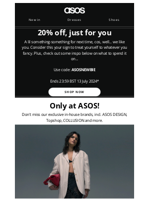 ASOS (United Kingdom) - 20% off, just for you