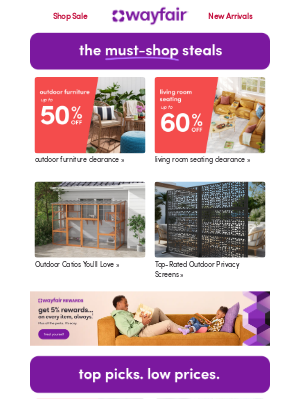 Wayfair - OUTDOOR FURNITURE up to 50% OFF ➡️