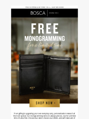 Bosca Accessories - ✍️ Add Your Mark—For Free