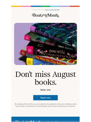 Book of the Month - Reminder: August books.