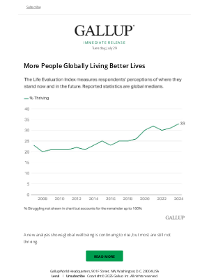 Gallup - More People Globally Living Better Lives