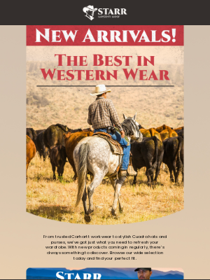 Starr Western Wear - Just in! New Arrivals at Starr Western Wear.