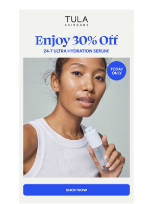 TULA - TODAY ONLY: Get 30% off 24-7 Ultra-Hydration Serum