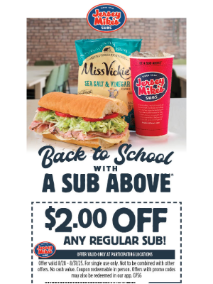 Jersey Mikes - A+ Subs for Back-to-School Season!✏️