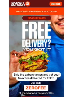 Smashburger - Free delivery? Heck yes. 🚗💨