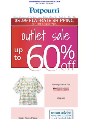 Potpourri Online Catalog - 🛍️ Hurry, 60% Off Outlet Styles – Limited Inventory!