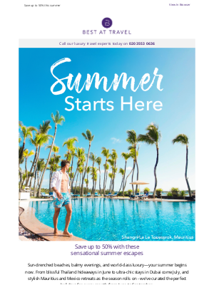 Best At Travel (United Kingdom) - Summer Starts Here: Save up to 50% when you book this week ☀️