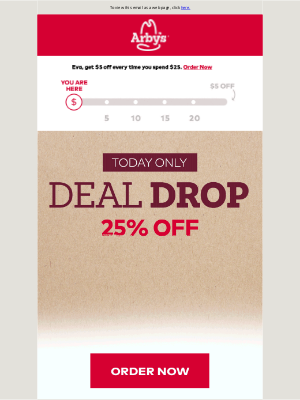 Arby's - TODAY ONLY: 25% off your order 🤑
