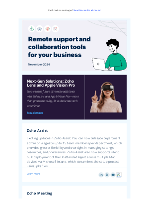 Zoho - Remote support and collaboration tools for your business- November 2024