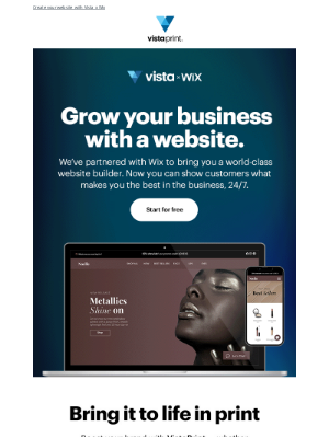 Vistaprint - Introducing our new and free website builder: Vista x Wix