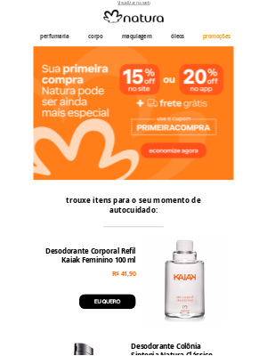 Natura (Brazil) - CUPOM especial para cuidar de você!