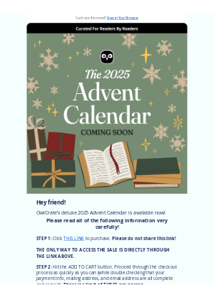 Owl Crate - Our 2025 ADVENT CALENDAR Is Available Now!❄️