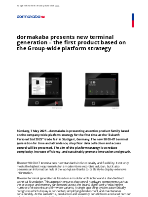 dormakaba - dormakaba presents new terminal generation – the first product based on the Group-wide platform strategy