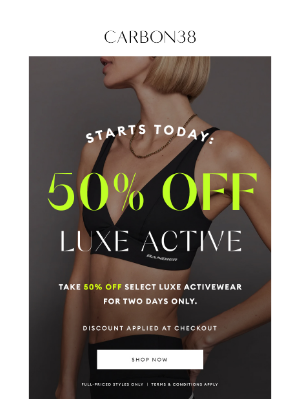 Carbon38 - Limited Time Only: 50% Off Select Luxe Activewear