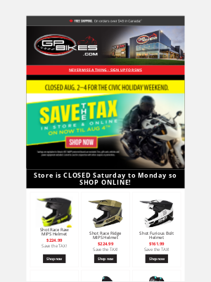 GP Bikes - 🏍️  Closed Sat–Mon. Save the Tax Online!