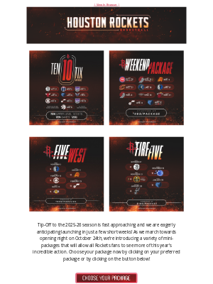 Houston Rockets - Rockets Mini-Packages Available Now!