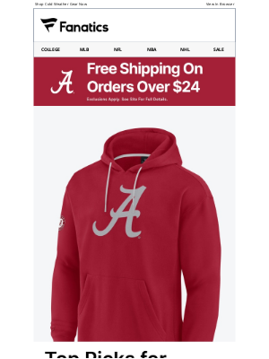 Fanatics - Freeze? Not in This Crimson Tide Gear!