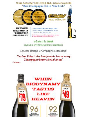 Sherry-Lehmann Inc - Biodynamic 96 pointer Champagne from Leclerc-Briant