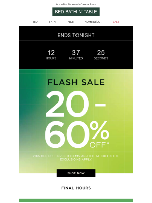 Bed Bath ’n’ Table (Australia) - FINAL HOURS 👀 20 - 60% Off Ends Tonight!