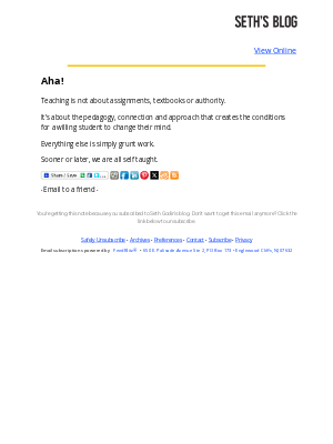 Seth Godin - Seth's Blog : Aha!