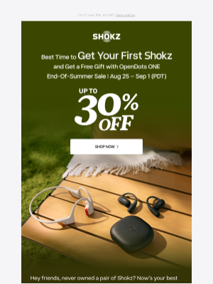Shokz - 🛍️ It's LIVE! Up to 30% OFF Before Summer’s Gone 🌞