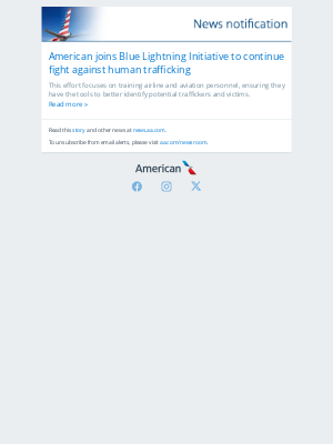 American Airlines - American joins Blue Lightning Initiative to continue fight against human trafficking