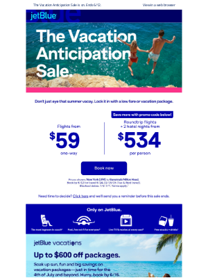 JetBlue Airways - Summer in 3… 2… 1… from $59 one-way.