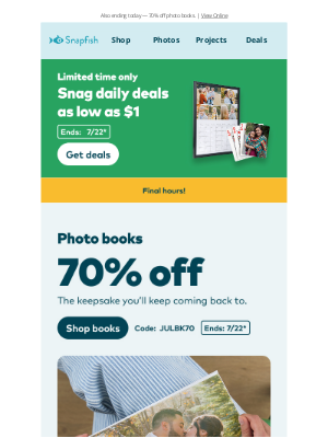 Snapfish - 😢 No more Daily Deals tomorrow