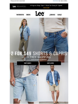 Lee Jeans - Shorts & Capris: 2 for $49 + Free Shipping