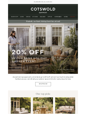 The Cotswold Company - Our Bank Holiday garden event is LIVE | Shop up to 20% off