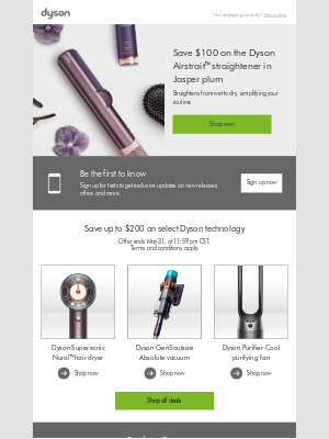Dyson - Save $100 on the Dyson Airstrait™ straightener in Jasper plum