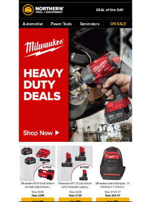 Northern Tool + Equipment - Milwaukee Sale is Here: Tools Up to 44% Off