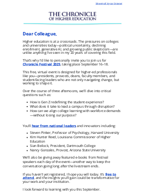 The Chronicle of Higher Education - An Invitation to Join Us at Chronicle Festival 2025