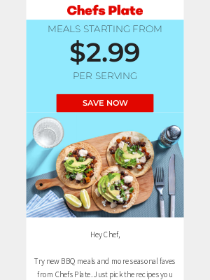 Chefs Plate (CA) - Get meals starting from $2.99/serving 🍔