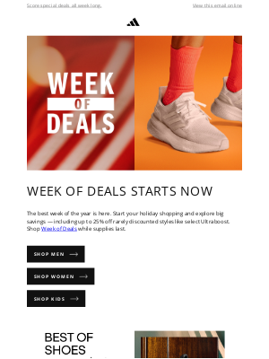 Adidas USA - Week of Deals: Save on Ultraboost and more!