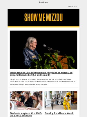 Missouri University - A gift for music; things at Mizzou that just make sense; and more