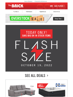The Brick (CA) - Today's Flash Sale is half over - don't miss out!