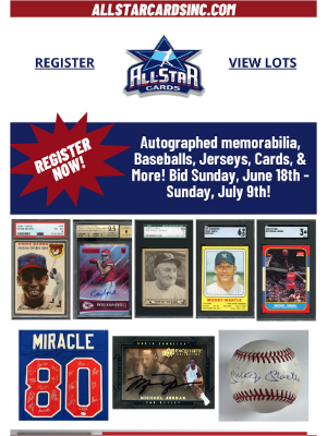 Beckett Media - All Star Cards Summer Auction With 319 Lots - Bid Now!