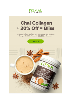Primal Kitchen - 20% Off Chai Tea Latte Collagen 😍☕️