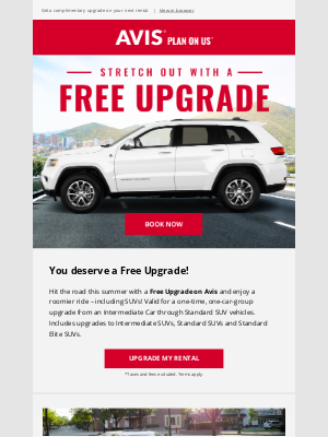 Avis Car Rental - REMINDER: Level up with a Free Upgrade – including SUVs!
