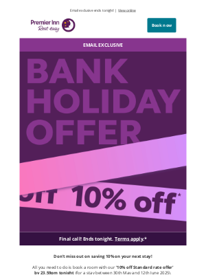 Premier Inn (United Kingdom) - 📣 FINAL DAY: 10% off