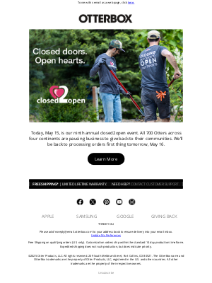 Closing our doors. Opening our hearts.