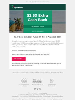 TopCashback - $2.50 Bonus for you!🎉