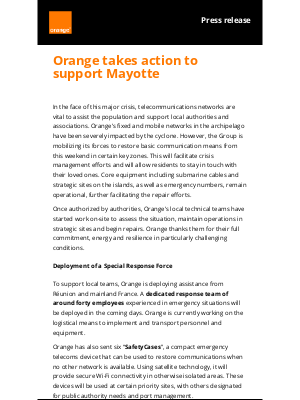 Orange - Orange takes action to support Mayotte 