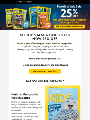 Disney World Resorts - TODAY'S DEAL: Save 25% on Nat Geo kids' magazines starting at just $25/yr!