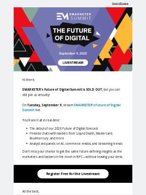 Insider Intelligence - Free Access: EMARKETER’s Summit, Live Online Next Week