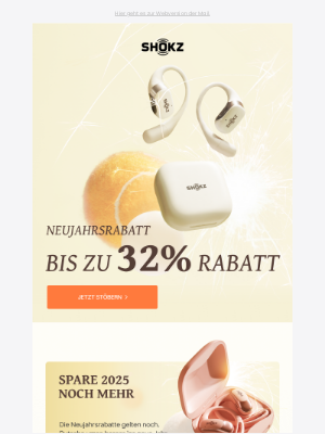 Shokz (Germany) - Nur noch 2 TAGE! Satte 32% NEUJAHRSRABATT.