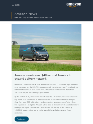 Amazon - Amazon invests over $4 billion in its rural delivery network